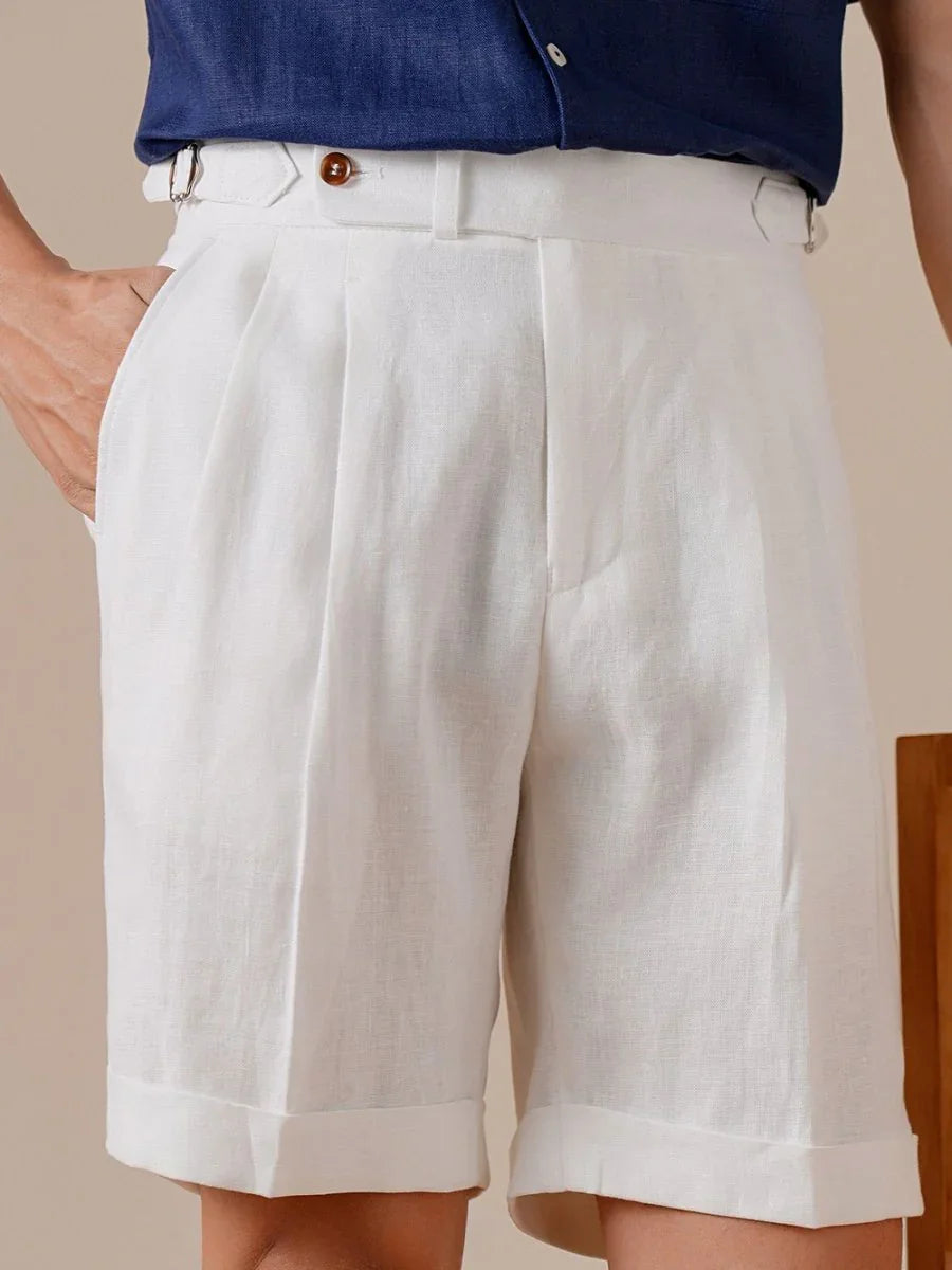 Marini Capri High-Waisted 100% Linen Shorts