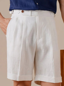 Marini Capri High-Waisted 100% Linen Shorts