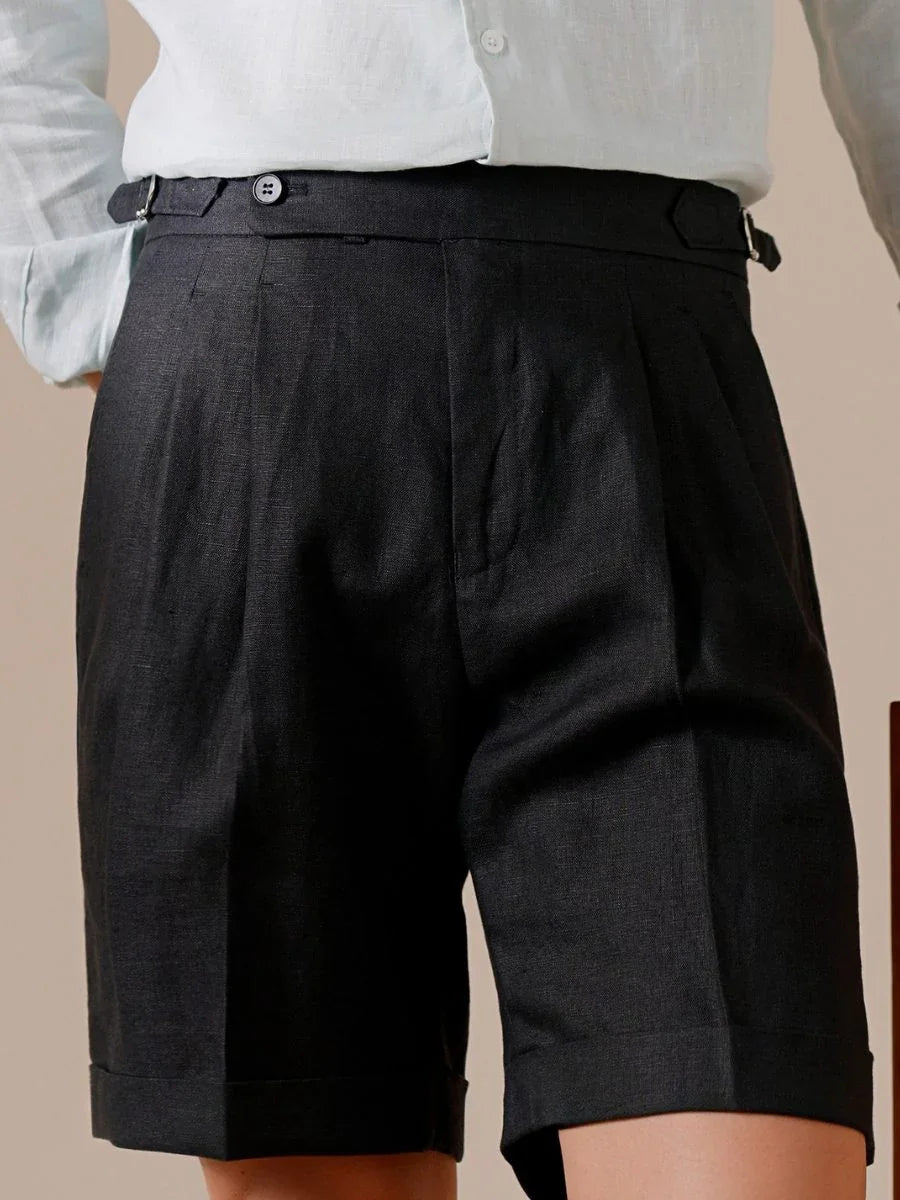 Marini Capri High-Waisted 100% Linen Shorts