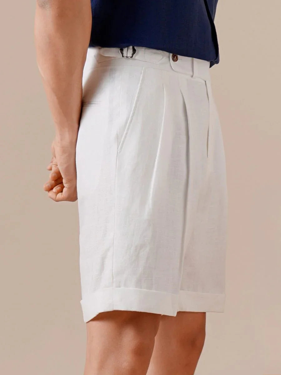 Marini Capri High-Waisted 100% Linen Shorts