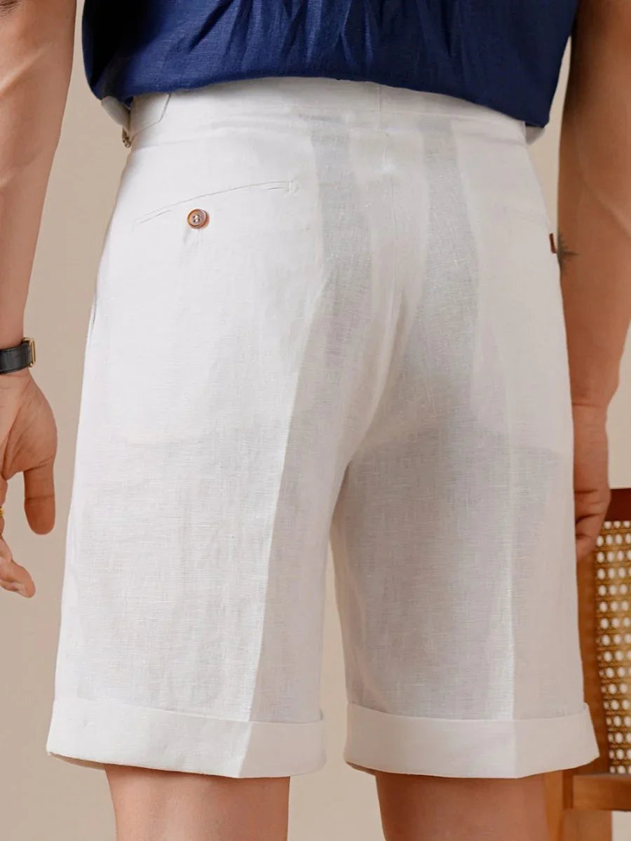 Marini Capri High-Waisted 100% Linen Shorts