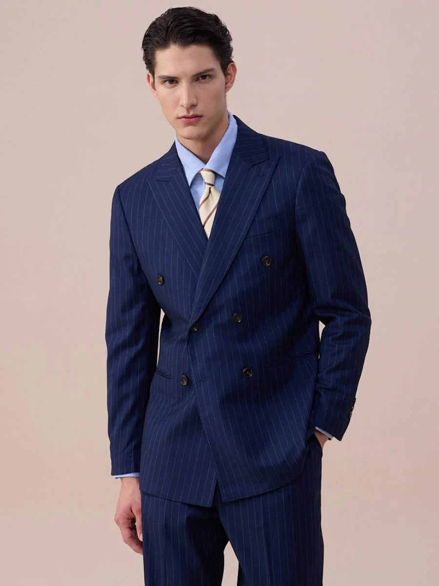 Marini Cremona Double-Breasted Pinstripe Blazer