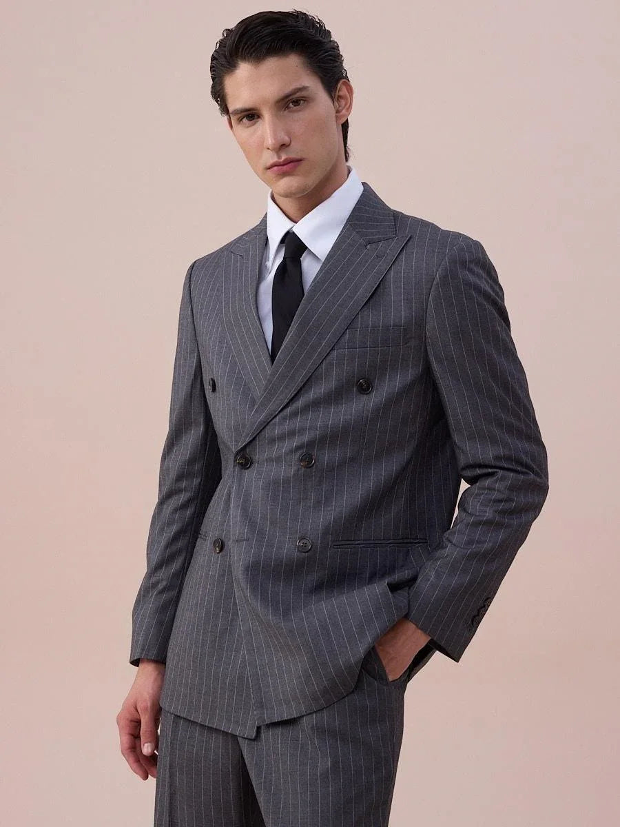 Cremona Double-Breasted Pinstripe Blazer | Marini – MARINI