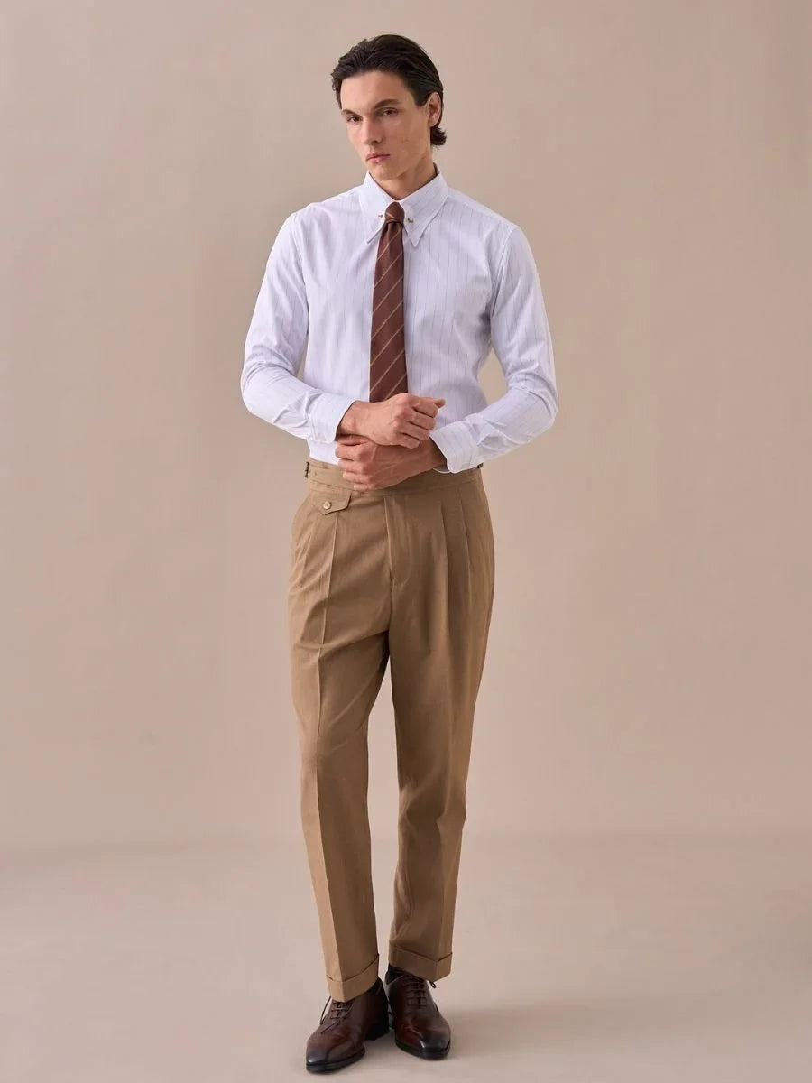 Marini Italian Wrinkle-Free Striped Long-Sleeve Shirt