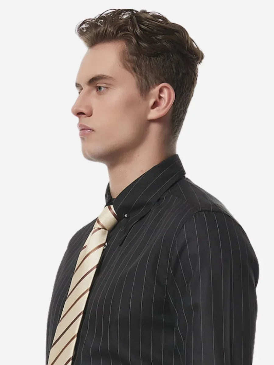 Marini Italian Wrinkle-Free Striped Long-Sleeve Shirt