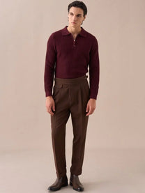 Marini Langdon Ribbed Knit Half-Zip Sweater