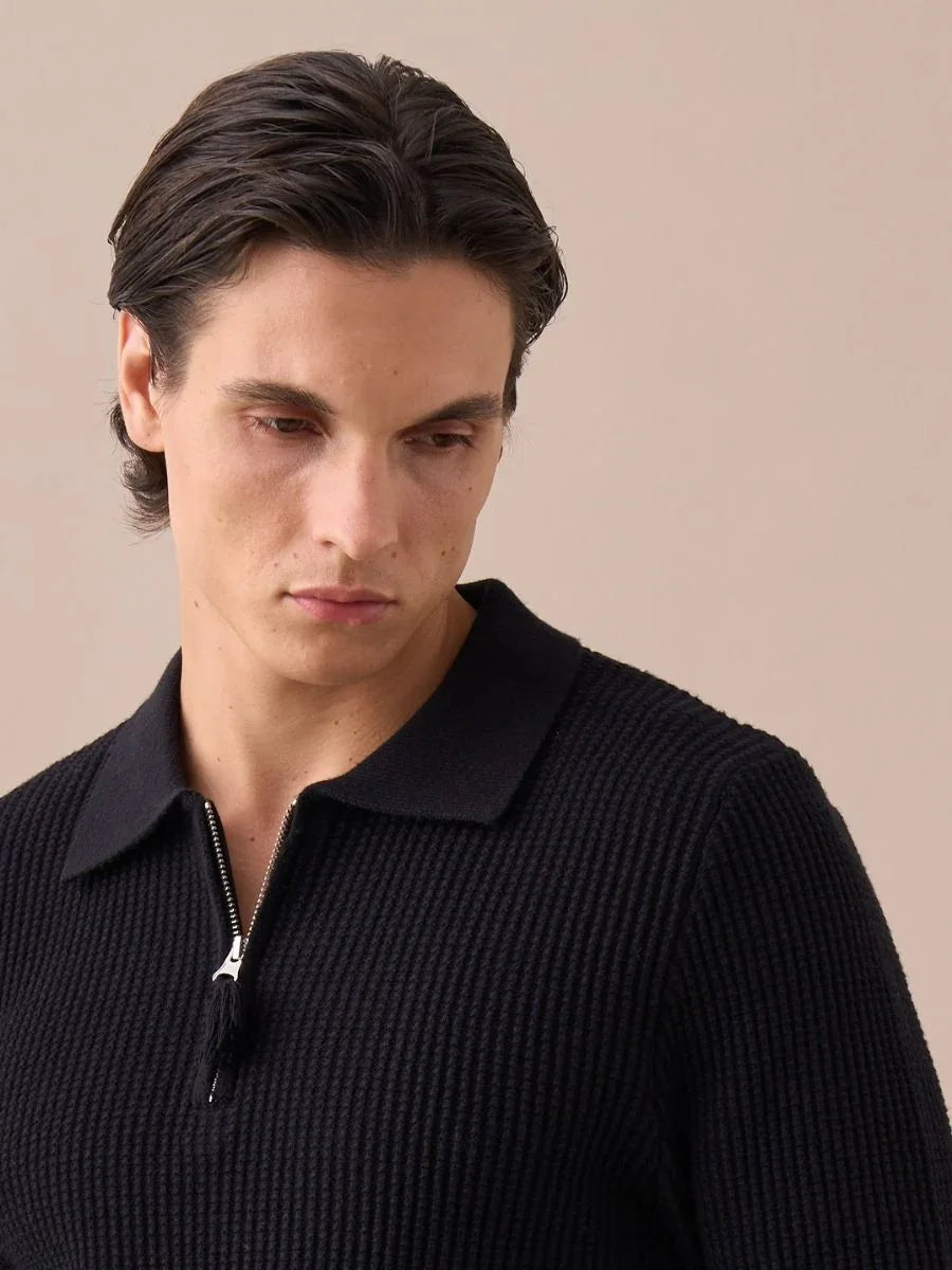 Marini Langdon Ribbed Knit Half-Zip Sweater