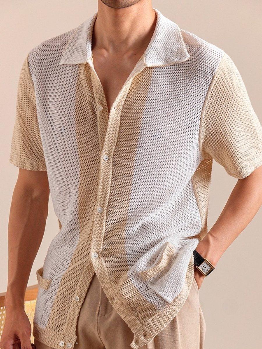 Marini Linen Blend Openwork Polo Shirt