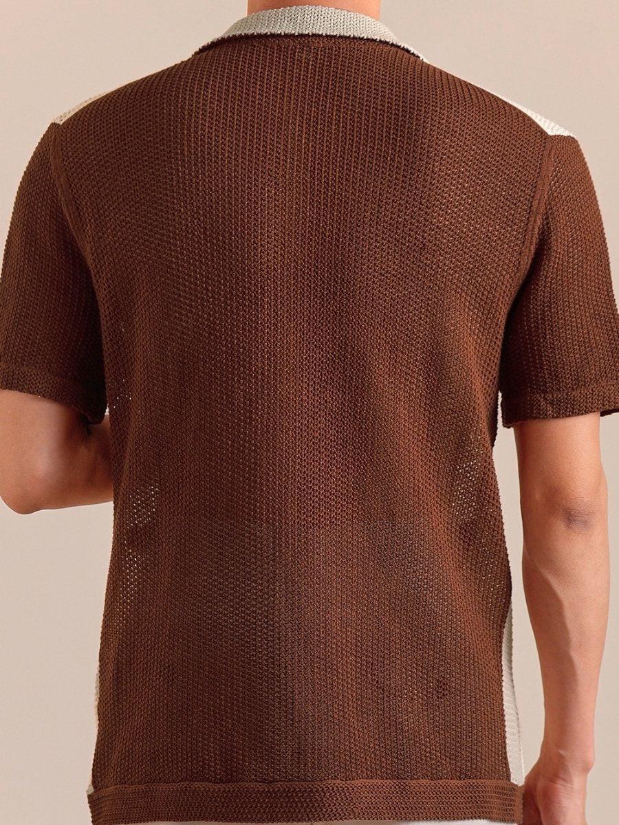 Marini Linen Blend Openwork Polo Shirt