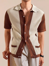 Marini Linen Blend Openwork Polo Shirt