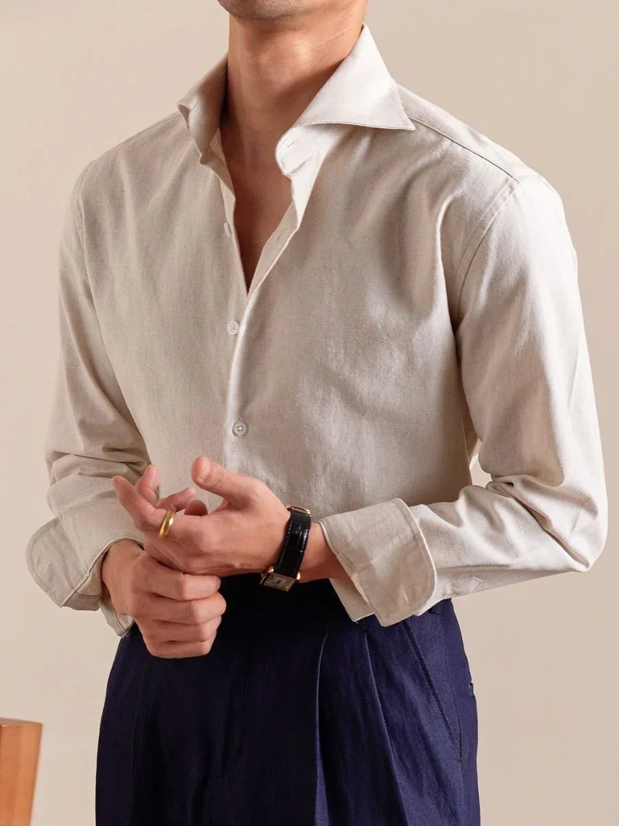 Marini Linen-Blend Shirt with Windsor Collar