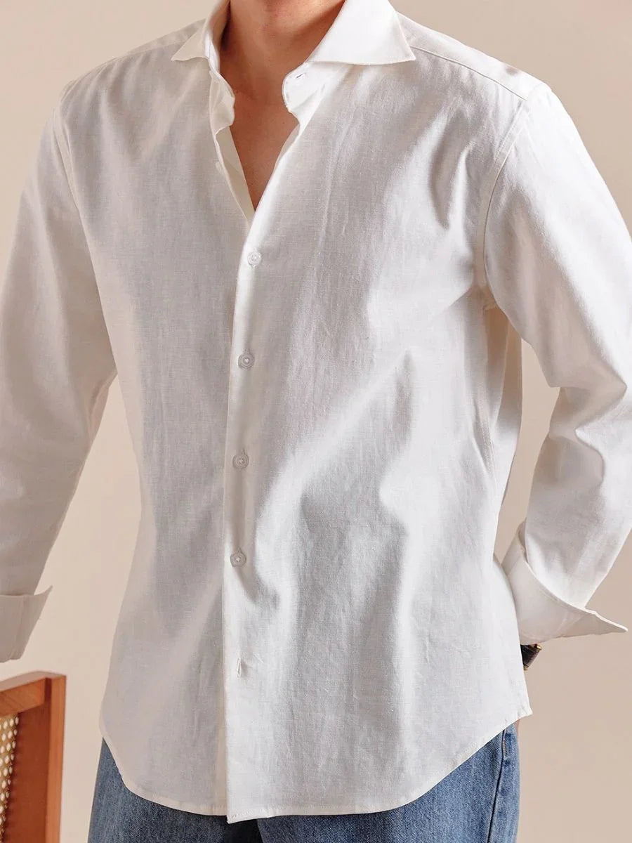 Marini Linen-Blend Shirt with Windsor Collar