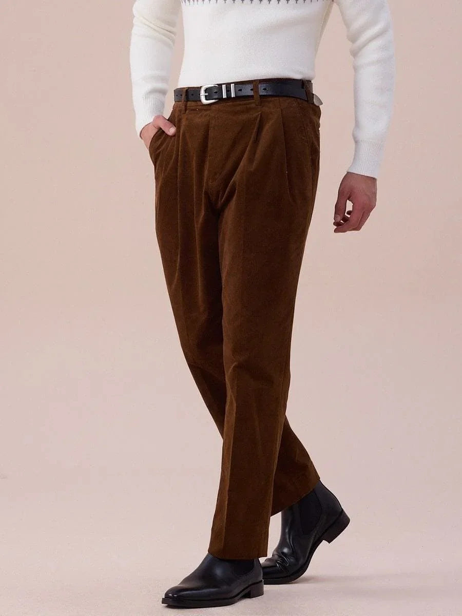 mens high waisted pleated dress pants Men's High Waist Pleated Trousers | Classic Suit Pants main image 1