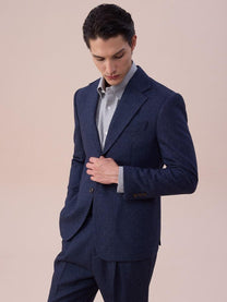 Marini Milano Herringbone Wool Single-Breasted Blazer