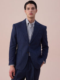 Marini Milano Herringbone Wool Single-Breasted Blazer