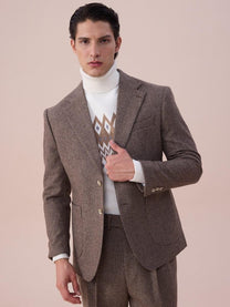 Marini Milano Herringbone Wool Single-Breasted Blazer