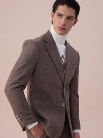 Marini Milano Herringbone Wool Single-Breasted Blazer