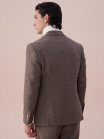 Marini Milano Herringbone Wool Single-Breasted Blazer