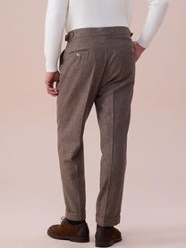 Marini Milano High Waisted Double Pleated Herringbone Wool Pants