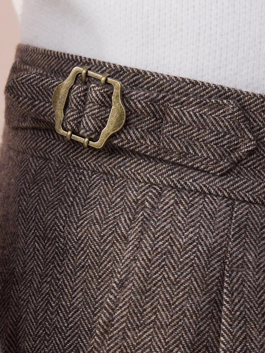 Marini Milano High Waisted Double Pleated Herringbone Wool Pants