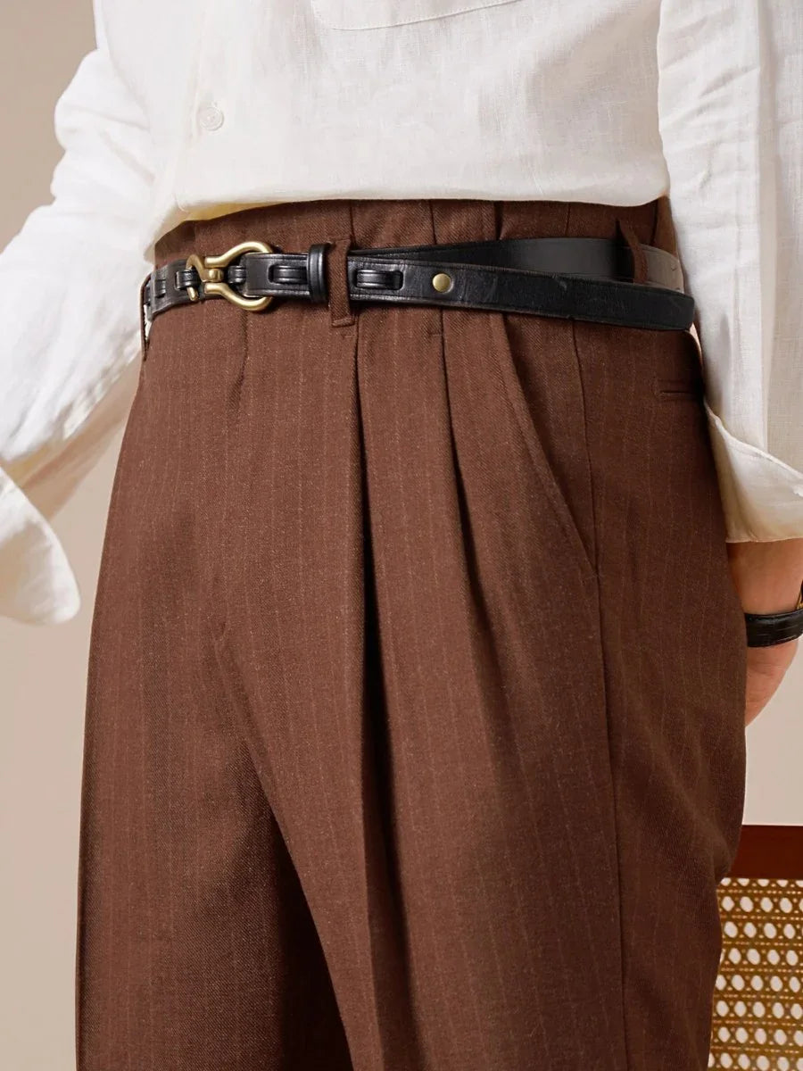 Marini Norcia Double Pleated Belt-Loop Pants