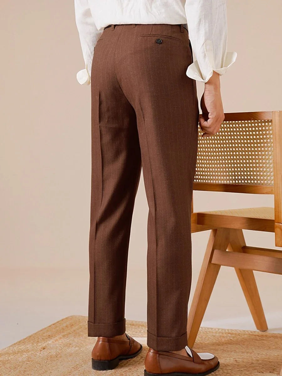 Marini Norcia Double Pleated Belt-Loop Pants