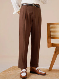 Marini Norcia Double Pleated Belt-Loop Pants