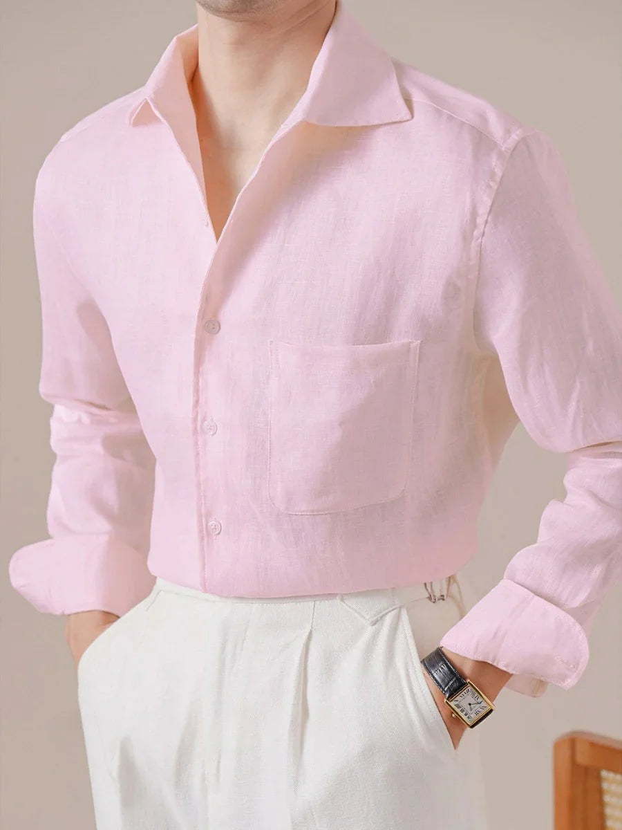 Marini Pure Linen Italian Collar Shirt