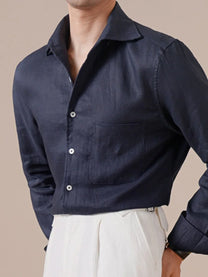 Marini Pure Linen Italian Collar Shirt