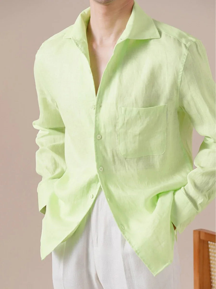 Marini Pure Linen Italian Collar Shirt