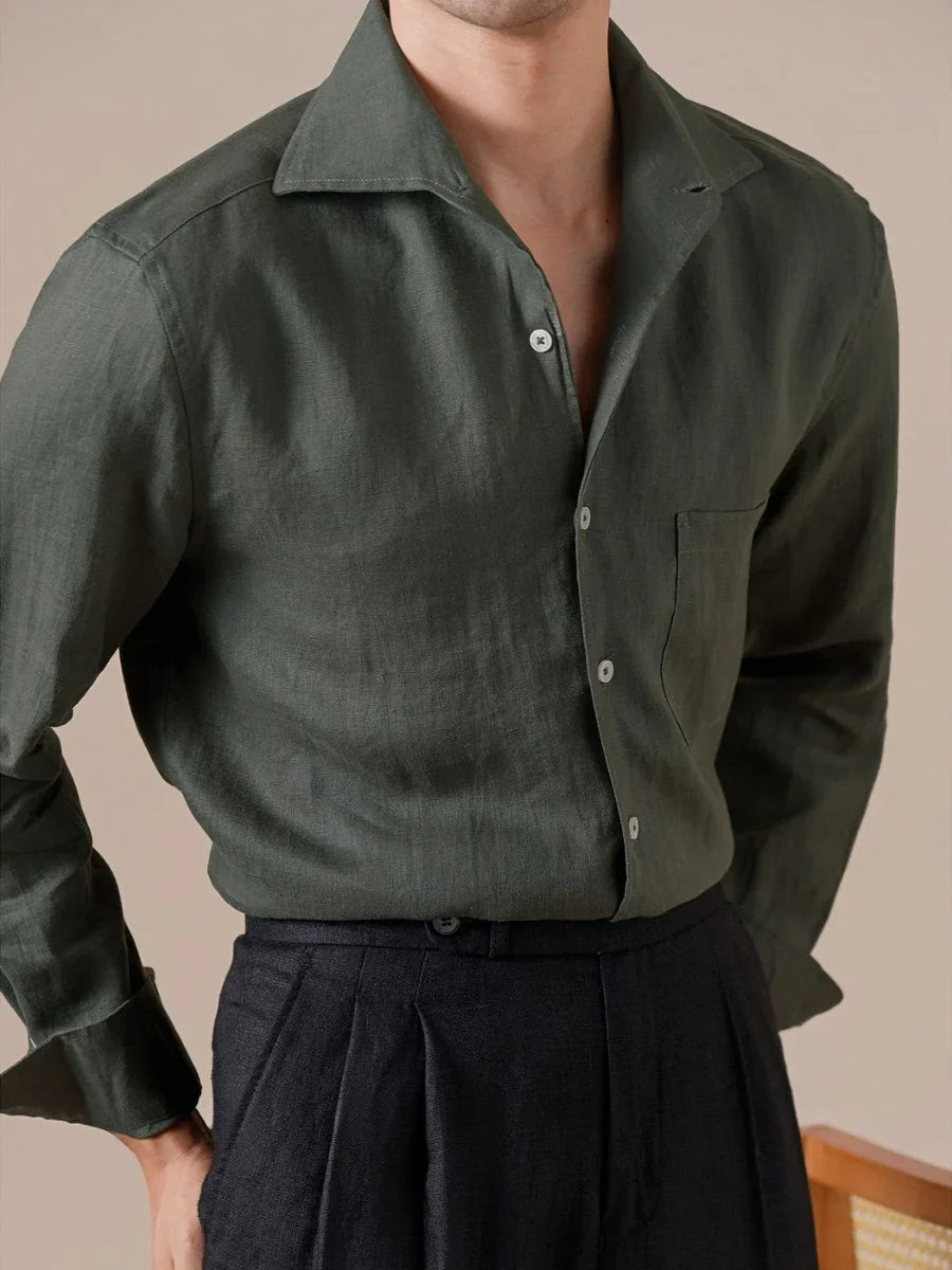 Marini Pure Linen Italian Collar Shirt