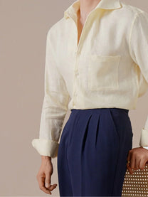 Marini Pure Linen Italian Collar Shirt