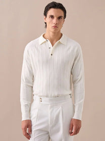 Marini Ribbed Knit Polo Sweater