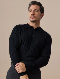 Marini Ribbed Knit Polo Sweater
