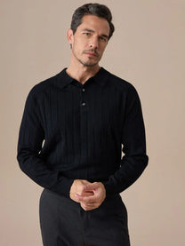 Marini Ribbed Knit Polo Sweater