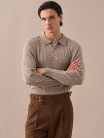 Marini Ribbed Knit Polo Sweater