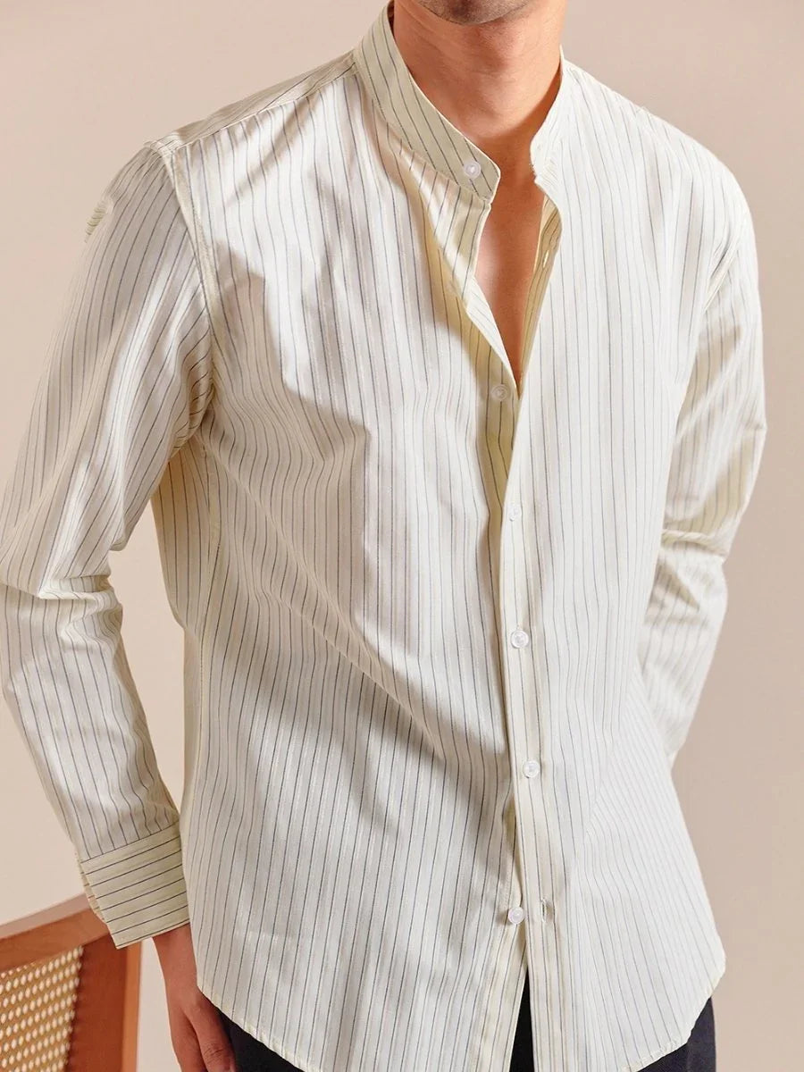 Marini Striped Band Collar Shirt