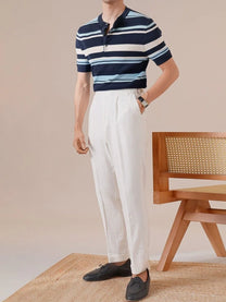 Marini Striped Knit Henley Tee