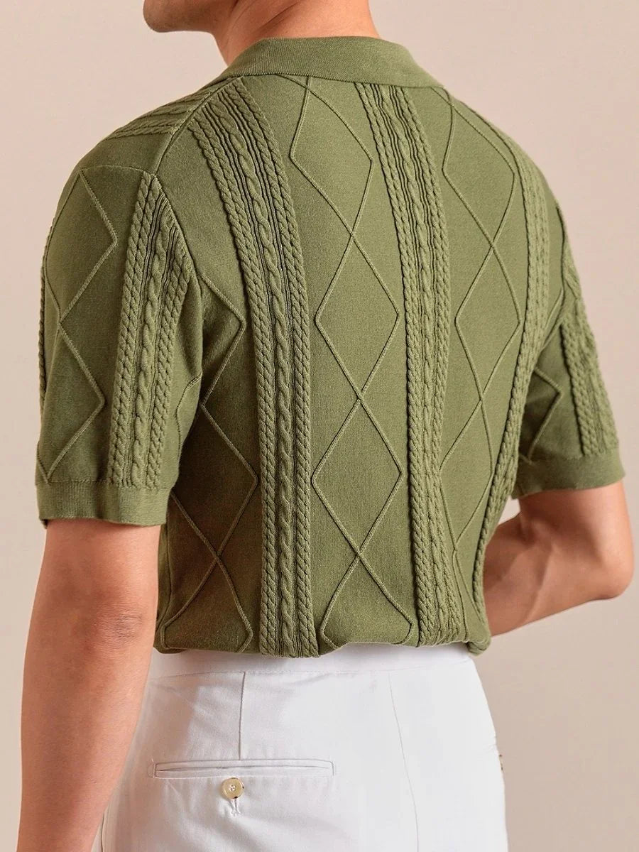 Marini Textured Knit Lyocell-Cotton Polo