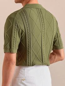 Marini Textured Knit Lyocell-Cotton Polo