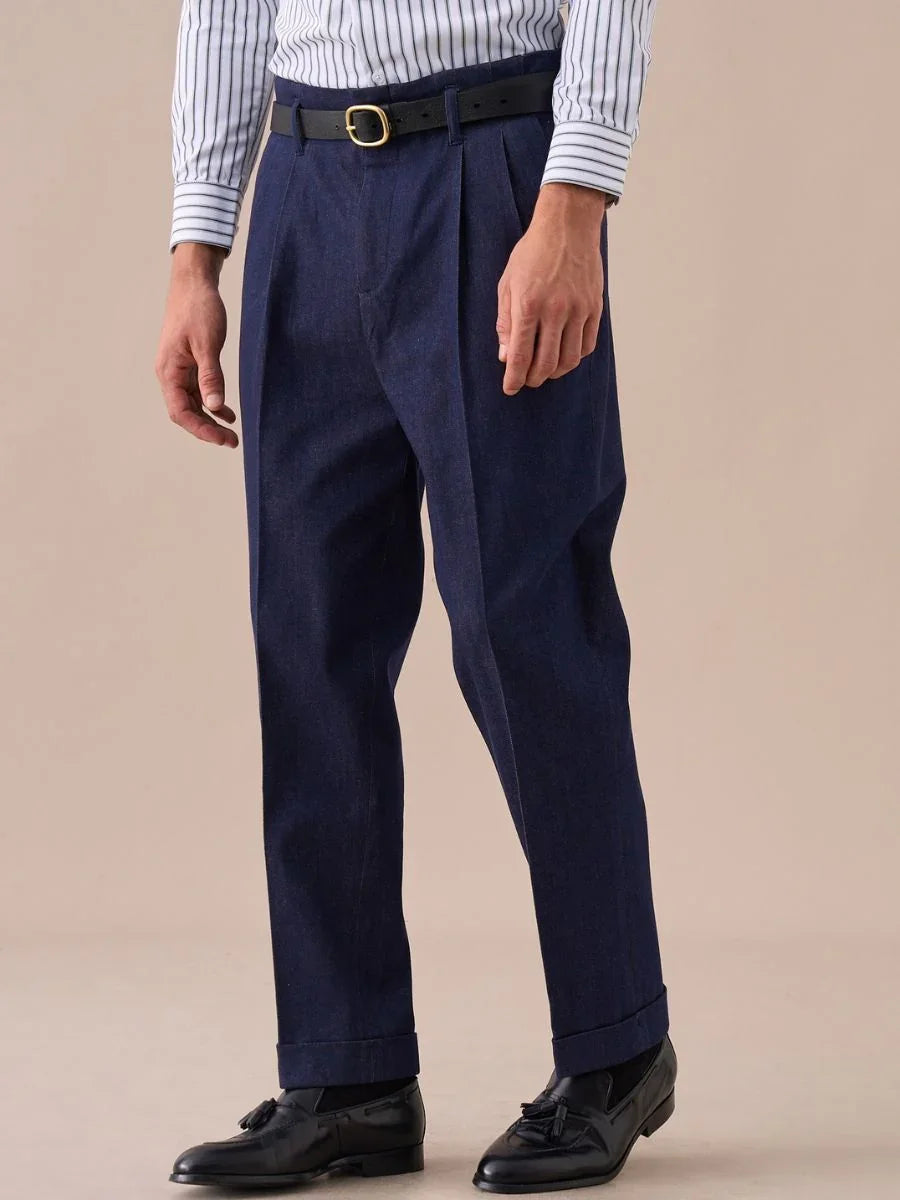 Marini Torriana Double-Pleated Straight-Leg Jeans