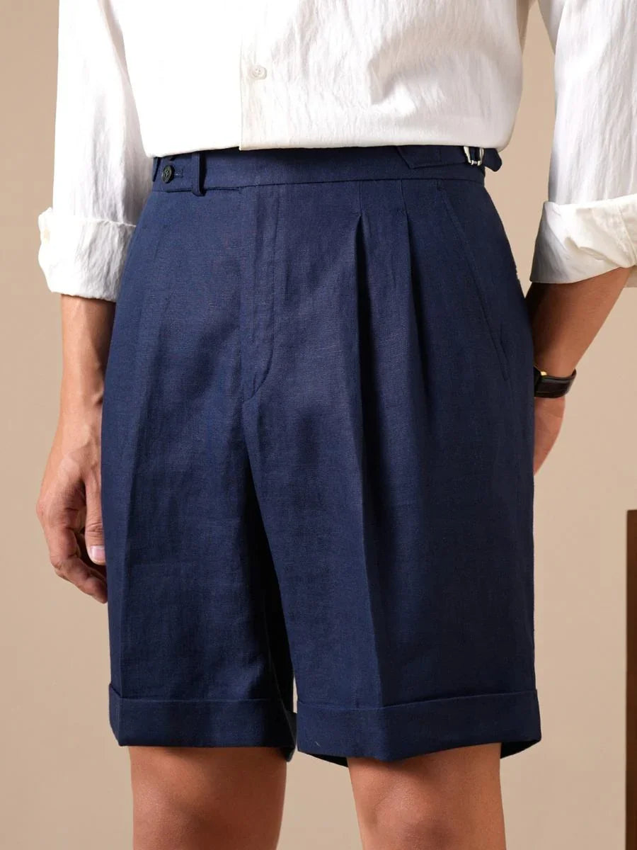 Marini Tursi Linen High Waisted Shorts