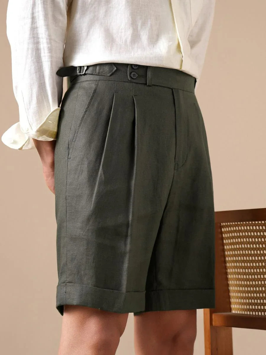 Marini Tursi Linen High Waisted Shorts