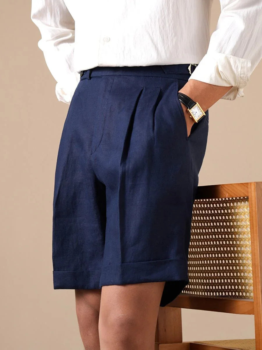 Marini Tursi Linen High Waisted Shorts