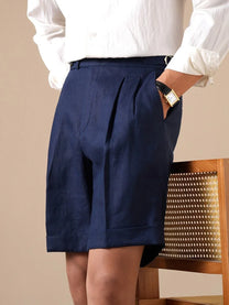 Marini Tursi Linen High Waisted Shorts