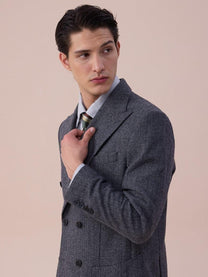 Marini Verona Double Breasted Herringbone Wool Blazer
