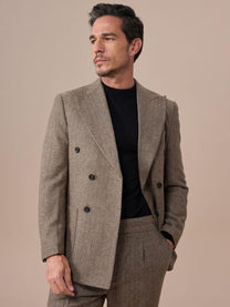 Marini Verona Double Breasted Herringbone Wool Blazer
