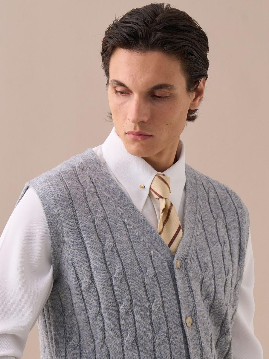 Men's Cable Knit Wool Blend Vest