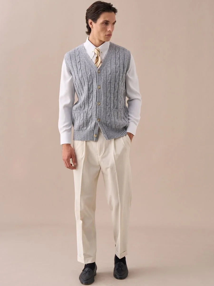 Men's Cable Knit Wool Blend Vest