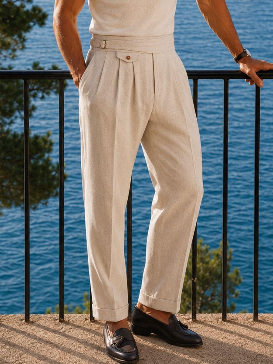 【Pre-Order: Shipping after 19 Jun】Marini Napoli High Waisted Linen Gurkha Pants
